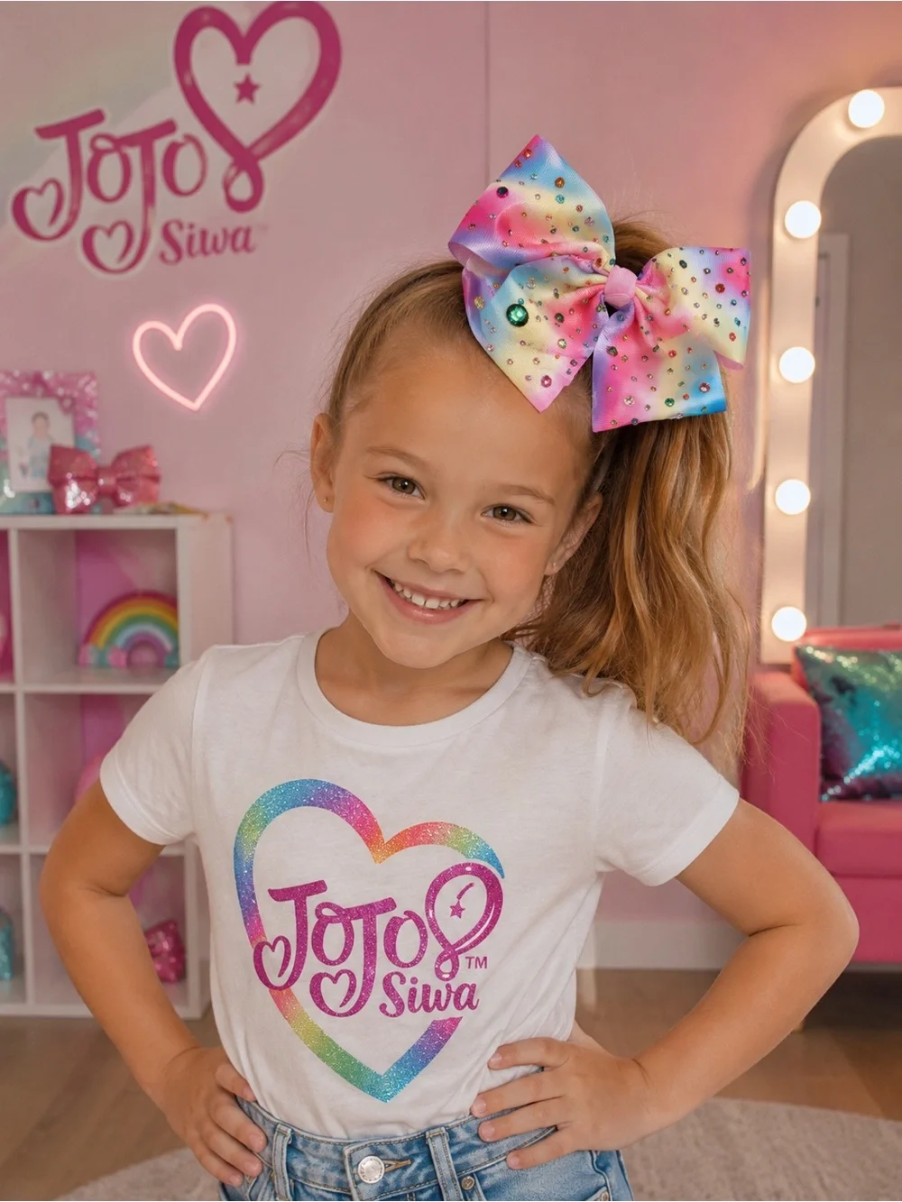JoJo Siwa Multi-Color Rhinestone Bow Hair Clip - Pink Blue Purple Yellow
